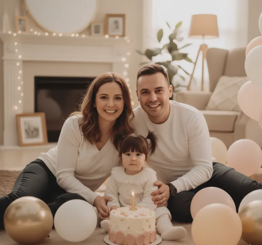 Familia en cumpleaños